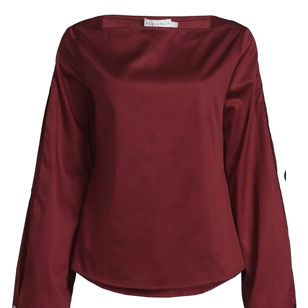 Harshman Liora Cotton Sateen Blouse Burgundy - Picture 1 of 11